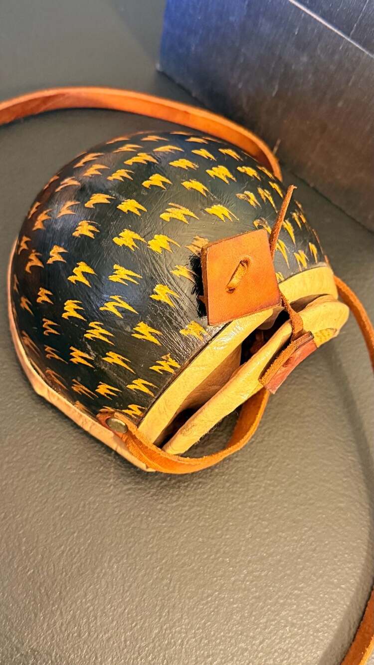 Vintage Hand-Painted Gourd Sling Bag with Leather Straps